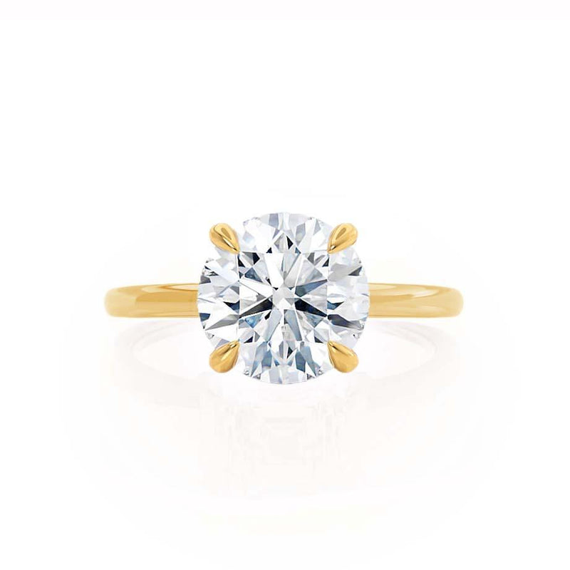 PARIS - Round Lab Diamond 18k Yellow Gold Hidden Halo Engagement Ring Lily Arkwright