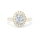ROSA - Oval Moissanite & Diamond 18k Yellow Gold Halo Ring Engagement Ring Lily Arkwright