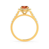 ROSA - Chatham® Padparadscha Sapphire & Diamond 18K Yellow Gold Halo Engagement Ring Lily Arkwright