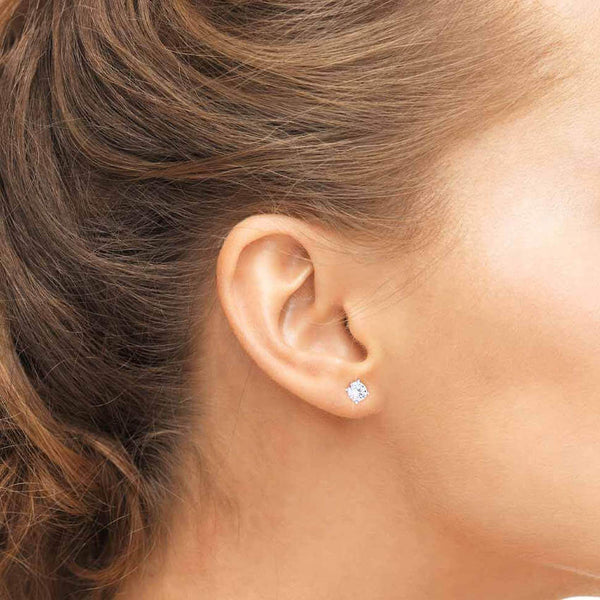 SENA - Round Moissanite 18k White Gold Stud Earrings Earrings Lily Arkwright