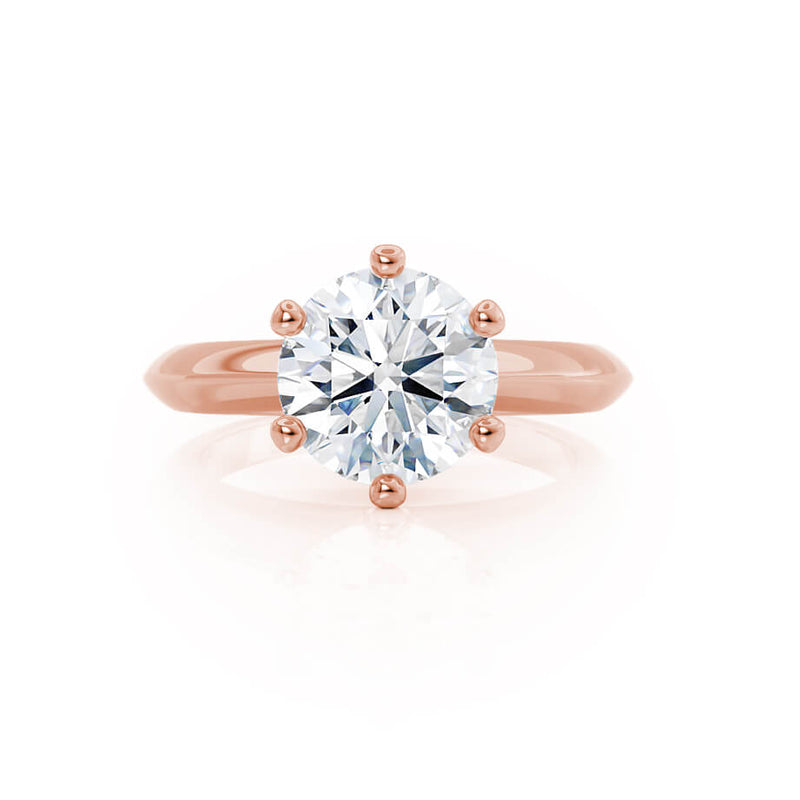 SERENA - Round Natural Diamond 18k Rose Gold Solitaire Engagement Ring Lily Arkwright