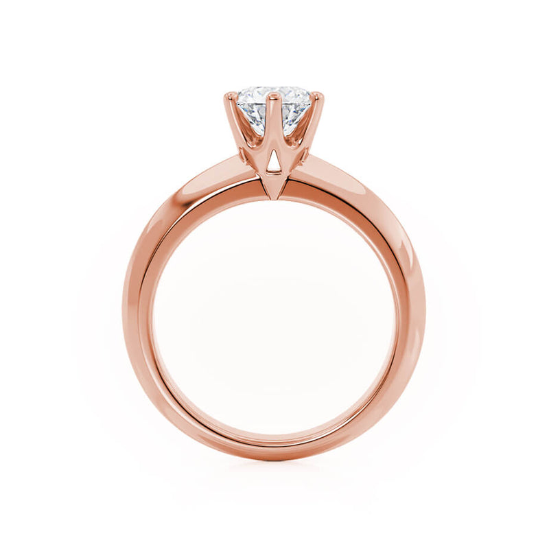 SERENA - Round Natural Diamond 18k Rose Gold Solitaire Engagement Ring Lily Arkwright