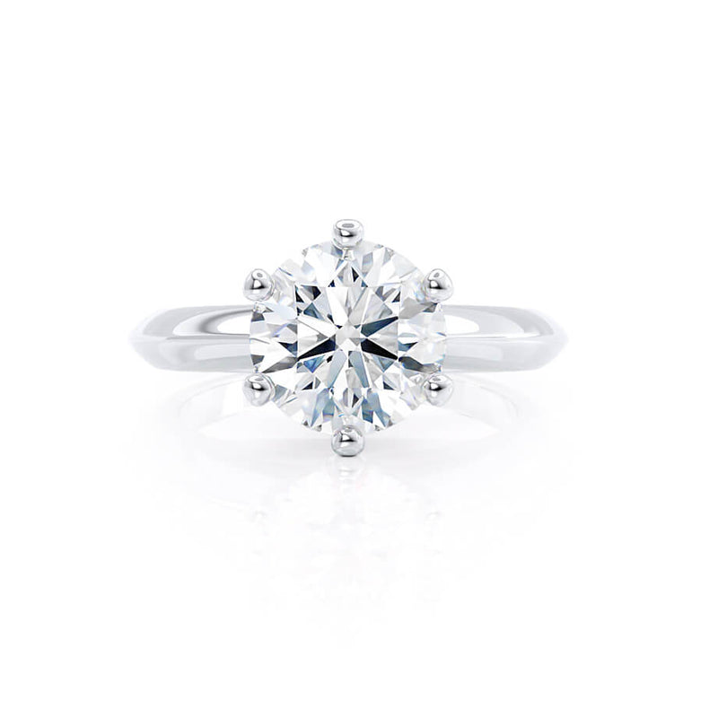 SERENA - Round Lab Diamond 18k White Gold Solitaire Engagement Ring Lily Arkwright
