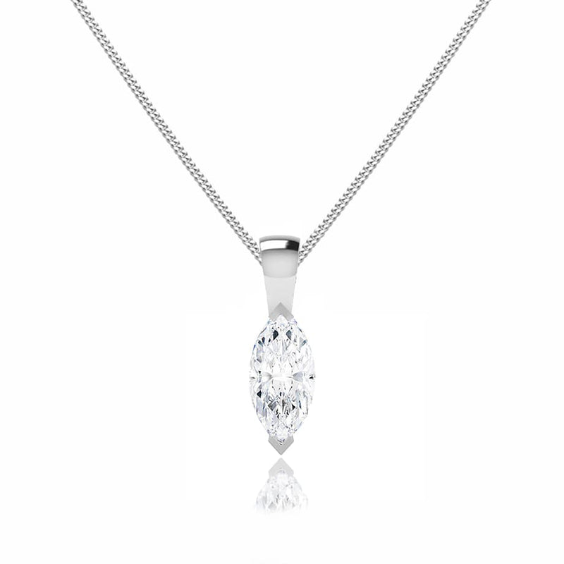 TALULLA - Marquise Cut Moissanite 2 Claw Pendant 18k White Gold Pendant Lily Arkwright