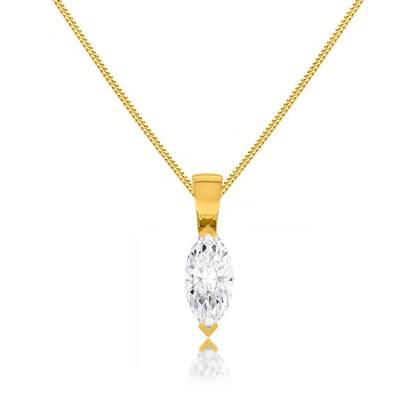 TALULLA - Marquise Cut Moissanite 2 Claw Pendant 18k Yellow Gold Pendant Lily Arkwright