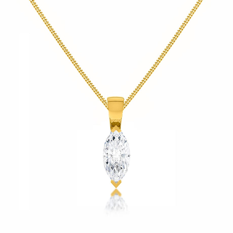 TALULLA - Marquise Cut Moissanite 2 Claw Pendant 18k Yellow Gold Pendant Lily Arkwright