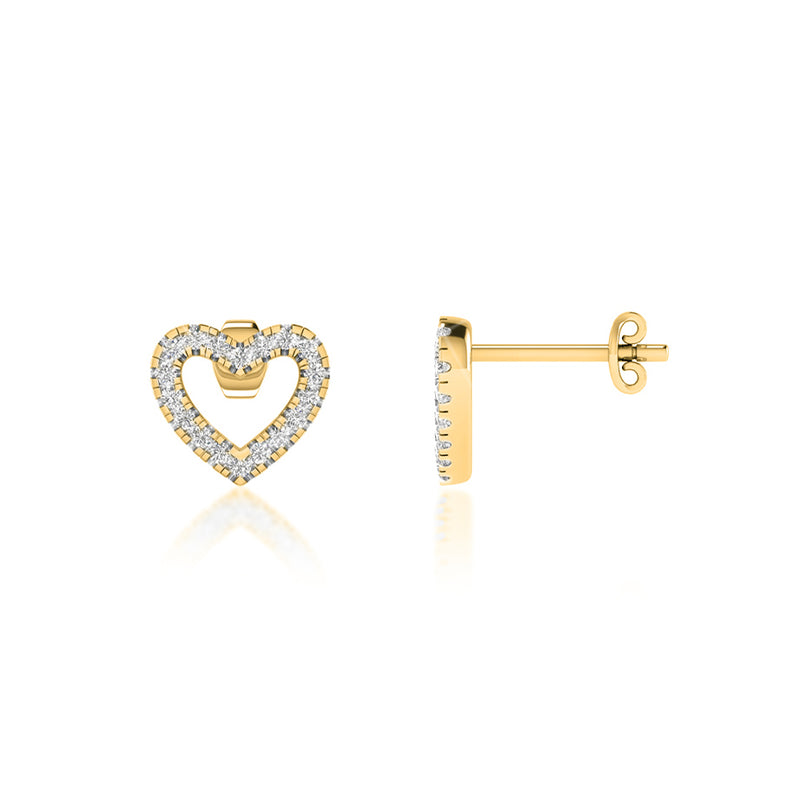 THALIA - Pavé Heart Lab Diamond Earrings 18k Yellow Gold Earrings Lily Arkwright