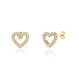 THALIA - Pavé Heart Lab Diamond Earrings 18k Yellow Gold Earrings Lily Arkwright