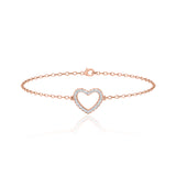 THEA - Lab Diamond Pavé Heart Bracelet 18k Rose Gold Bracelet Lily Arkwright