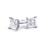 VALENTIA - Princess Lab Diamond 18k White Gold Stud Earrings Earrings Lily Arkwright