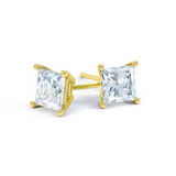 VALENTIA - Princess Moissanite 18k Yellow Gold Stud Earrings Earrings Lily Arkwright