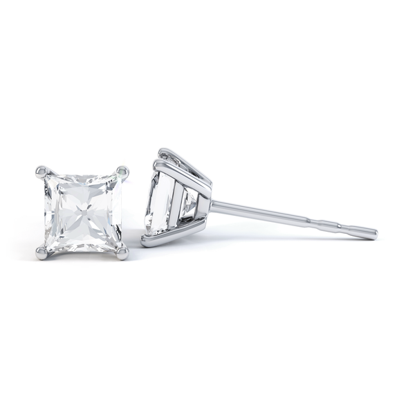 VALENTIA - Princess Lab Diamond 950 Platinum Stud Earrings Earrings Lily Arkwright