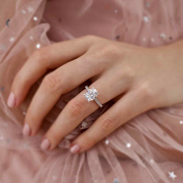 VIOLA - Oval Lab Diamond Platinum Shoulder Set Engagement Ring Lily Arkwright