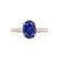 VIOLA - Chatham® Blue Sapphire Oval & Diamond 18k Rose Gold Shoulder Set Ring Engagement Ring Lily Arkwright