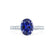 VIOLA - Chatham® Blue Sapphire Oval  & Diamond 18k White Gold Shoulder Set Ring Engagement Ring Lily Arkwright