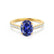 VIOLA - Chatham® Blue Sapphire Oval  & Diamond 18k Yellow Gold Shoulder Set Ring Engagement Ring Lily Arkwright