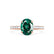 Viola rose gold shoulder set Chatham round emerald diamond engagement ring Lily Arkwright 