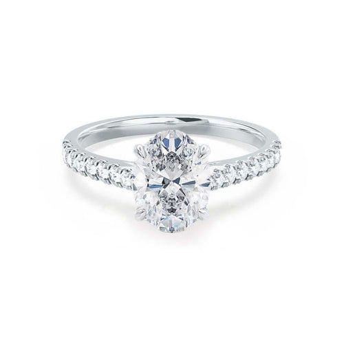 VIOLA - Ready To Ship Oval 0.42ct Lab Diamond 18K White Gold Shoulder Set