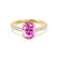 VIOLA - Chatham® Pink Sapphire Oval & Diamond 18k Yellow Gold Shoulder Set Ring Engagement Ring Lily Arkwright