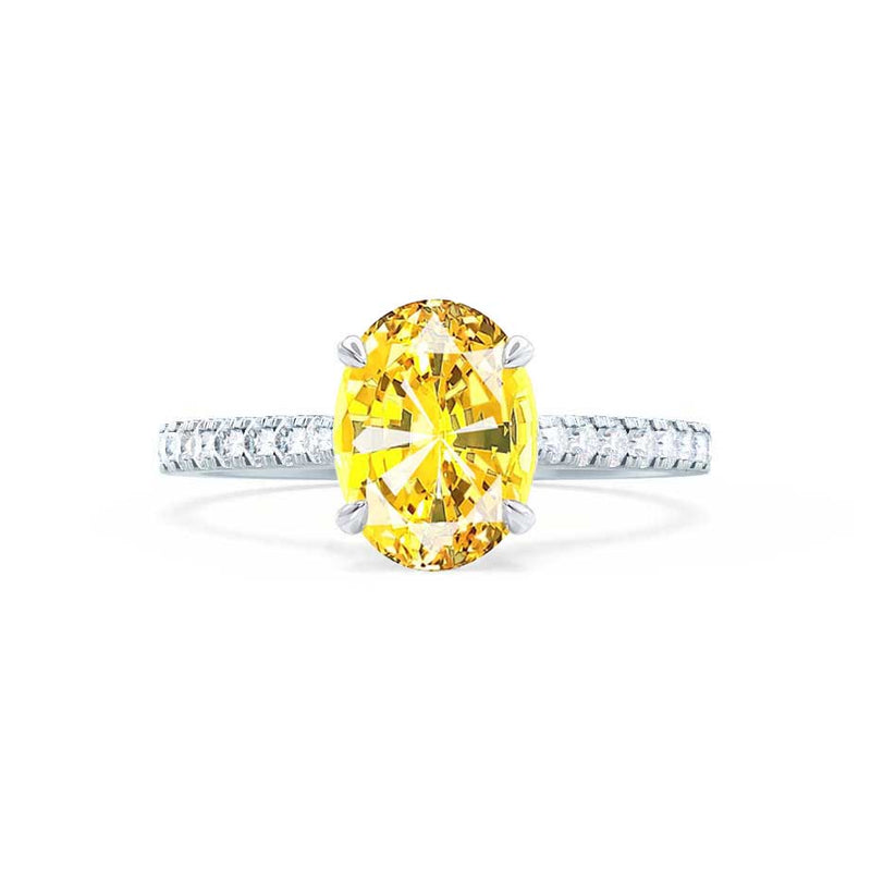VIOLA - Chatham® Yellow Sapphire Oval  & Diamond 950 Platinum Shoulder Set Ring