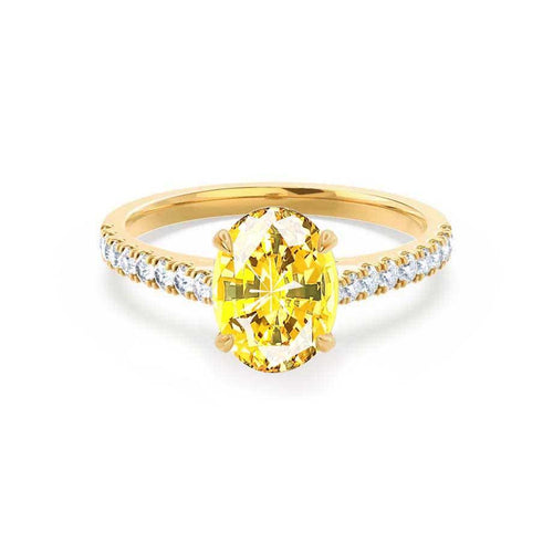 VIOLA - Ready to Ship 1.77ct / 8x6mm Oval Yellow Sapphire & Diamond 18k Yellow Gold Shoulder Set Ring