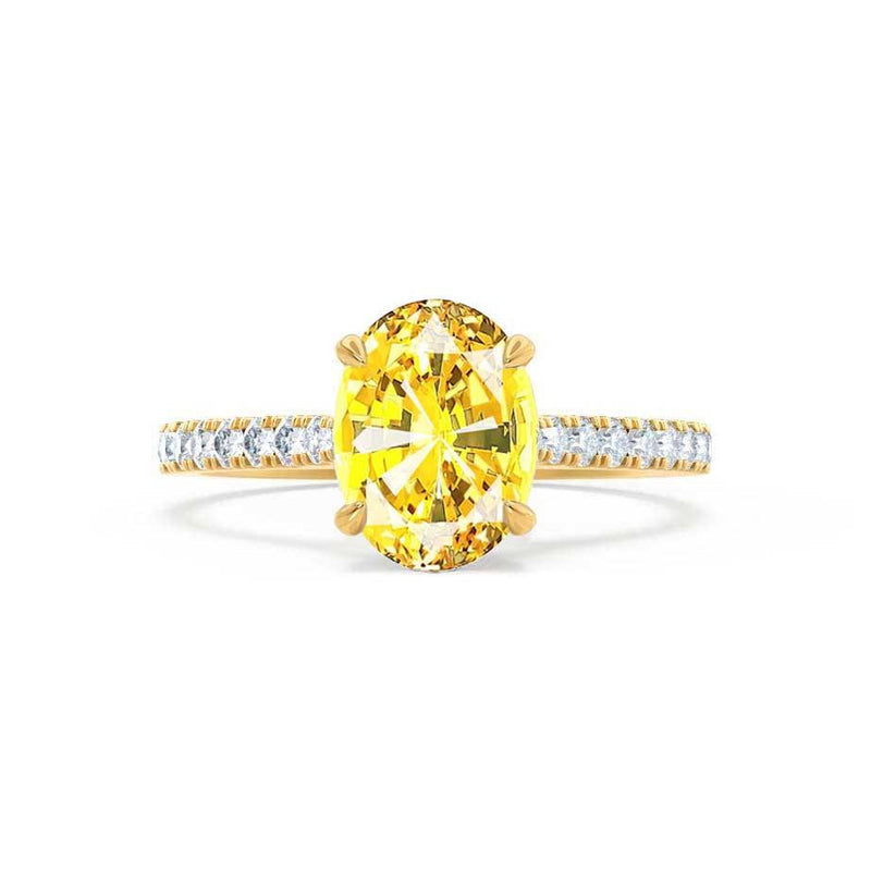 VIOLA - Chatham® Yellow Sapphire Oval  & Diamond 18k Yellow Gold Shoulder Set Ring Engagement Ring Lily Arkwright