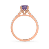 VIOLA - Chatham® Alexandrite Oval & Diamond 18k Rose Gold Shoulder Set Ring Engagement Ring Lily Arkwright