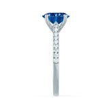 VIOLA - Chatham® Blue Sapphire Oval  & Diamond 950 Platinum Shoulder Set Ring