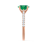 Viola oval cut emerald and diamond engagement ring rose gold shoulder set Lily Arkwright 