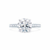 Viola platinum shoulder set set Charles & Colvard round lab grown diamond engagement ring Lily Arkwright