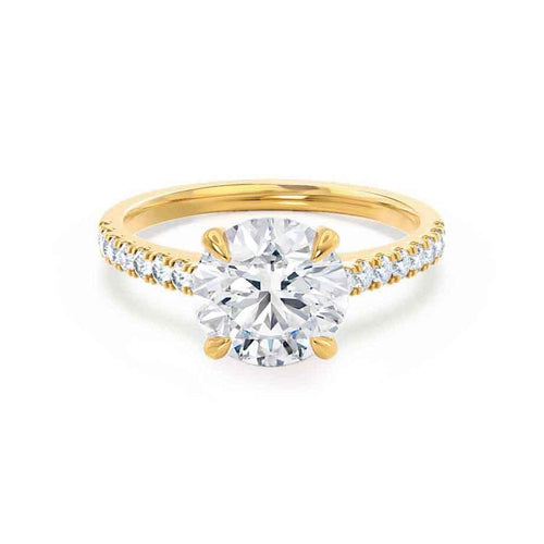 VIOLA - Ready to Ship 1.90ct Round Moissanite & Diamond 18k Yellow Gold Shoulder Set Ring