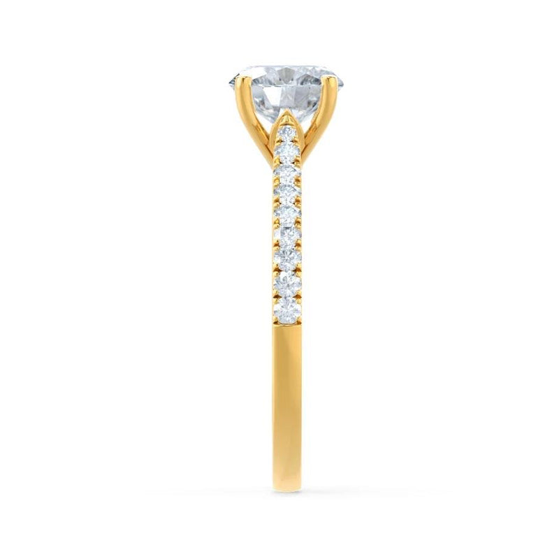 VIOLA - Round Natural Diamond 18k Yellow Gold Shoulder Set Engagement Ring Lily Arkwright