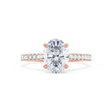 VIOLA - Oval Lab Diamond 18k Rose Gold Shoulder Set Engagement Ring Lily Arkwright
