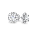 VOGUE - Round Moissanite & Diamond 950 Platinum Halo Earrings Earrings Lily Arkwright