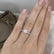 COCO - Round Moissanite & Diamond Platinum Petite Hidden Halo Triple Pavé Shoulder Set Ring