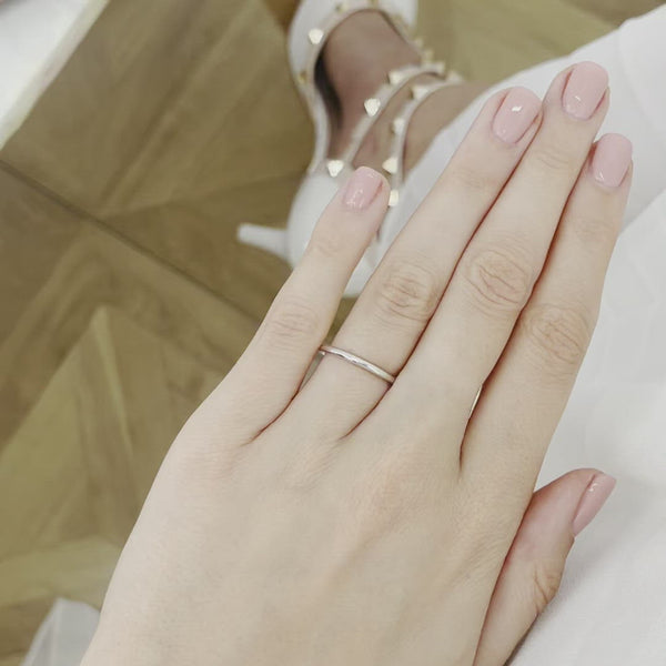 - D Shape Profile Plain Wedding Ring 18k White Gold