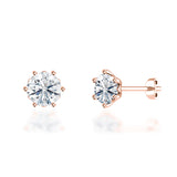 ELOISE - Round Lab Diamond 18k Rose Gold Lotus Leaf Stud Earrings Earrings Lily Arkwright