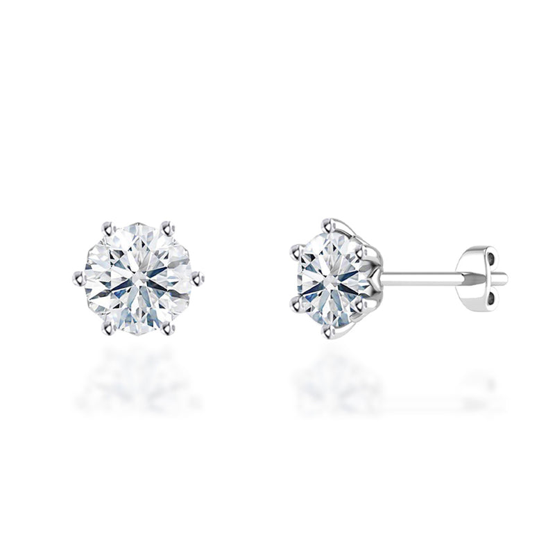 Eloise Round Moissanite Platinum Round Stud Earrings – Lily