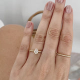 MACY - Oval Lab Diamond 18k Rose Gold Petite Pavé Ring