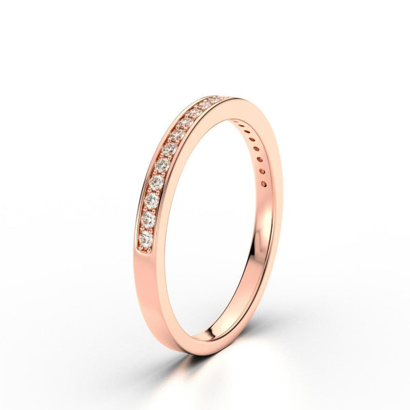 HARPER - Round Moissanite 18k Rose Gold Channel Set Eternity Band Eternity Lily Arkwright