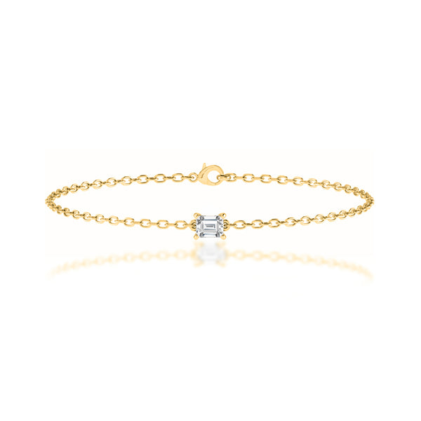 JADA - Emerald Lab Diamond Solitaire Bracelet 18k Yellow Gold Bracelet Lily Arkwright
