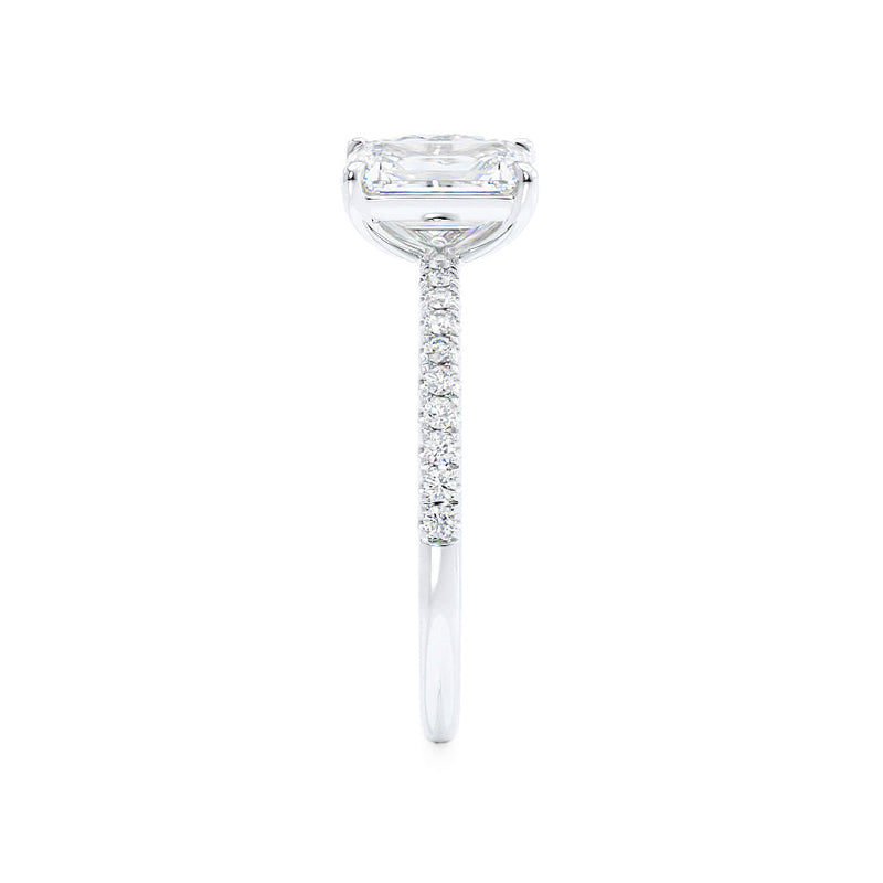 CELESTE - Toi et Moi Lab Diamond Emerald & Pear Diamond Band Ring 18k White Gold Engagement Ring Lily Arkwright